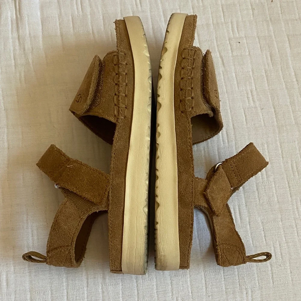 UGG Kids Brown Suede Adjustable Strap Sandals